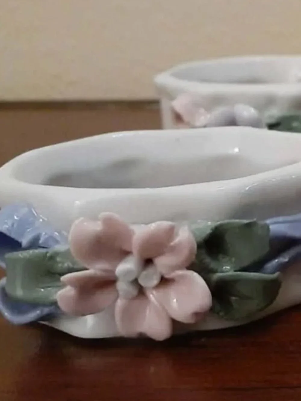 Vintage Porcelain Floral Cottage Core Napkin Rings Set of 6
